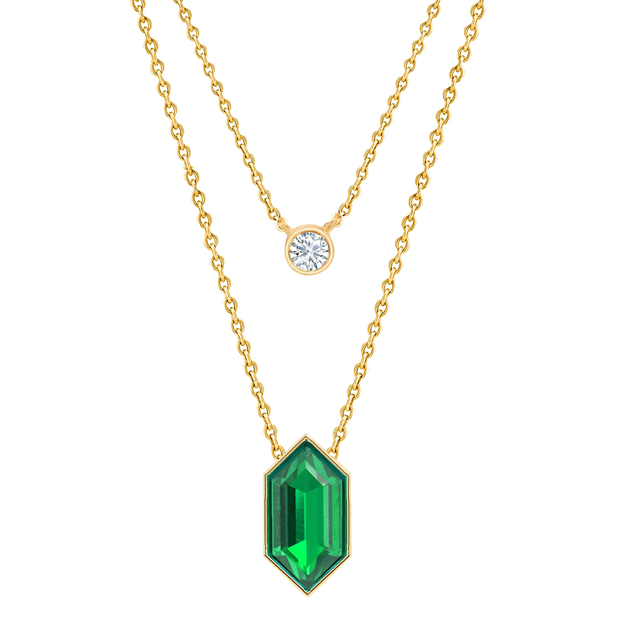 MINUTIAE Double Layered Neck Wear With Green Sapphire Austrian Crystal Pendant Necklace For WomenAnd Girls With Extendable Chain(Gold Plated) (B0CTNWF4JJ) Amazon Price History, Amazon Price Tracker