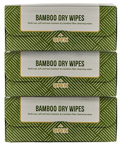 3 PACK of Nature's Dawning 100% AUTHENTIC Bamboo Wipes, Dry Multi-Purpose Wipes, 18cmx20cm- 60 Sheet 3 pack REFILL