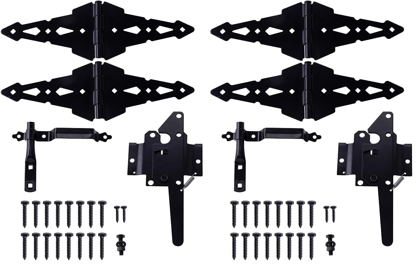 Heavy Duty Fence Gate Hardware Kit - Black Hinges & Latch -10 Heavy Duty Fence Gate Hardware Kit - Black Hinges & Latch -10