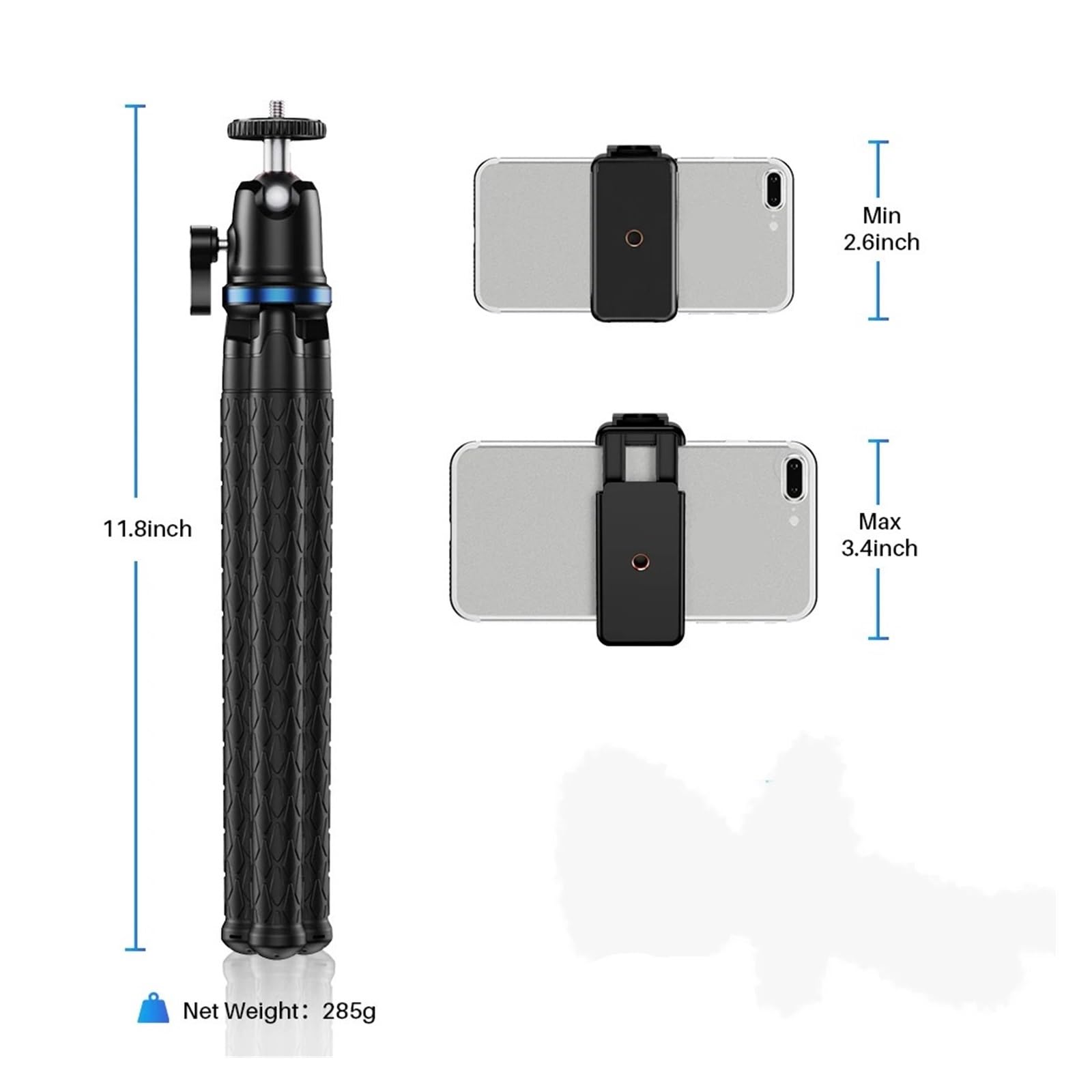 Clip porta telefono treppiede flessibile Octopus JJ10 | Girevole a 360 gradi, supporta smartphone, reflex, dispositivi con fotocamera DSLR(Tripod with remote)