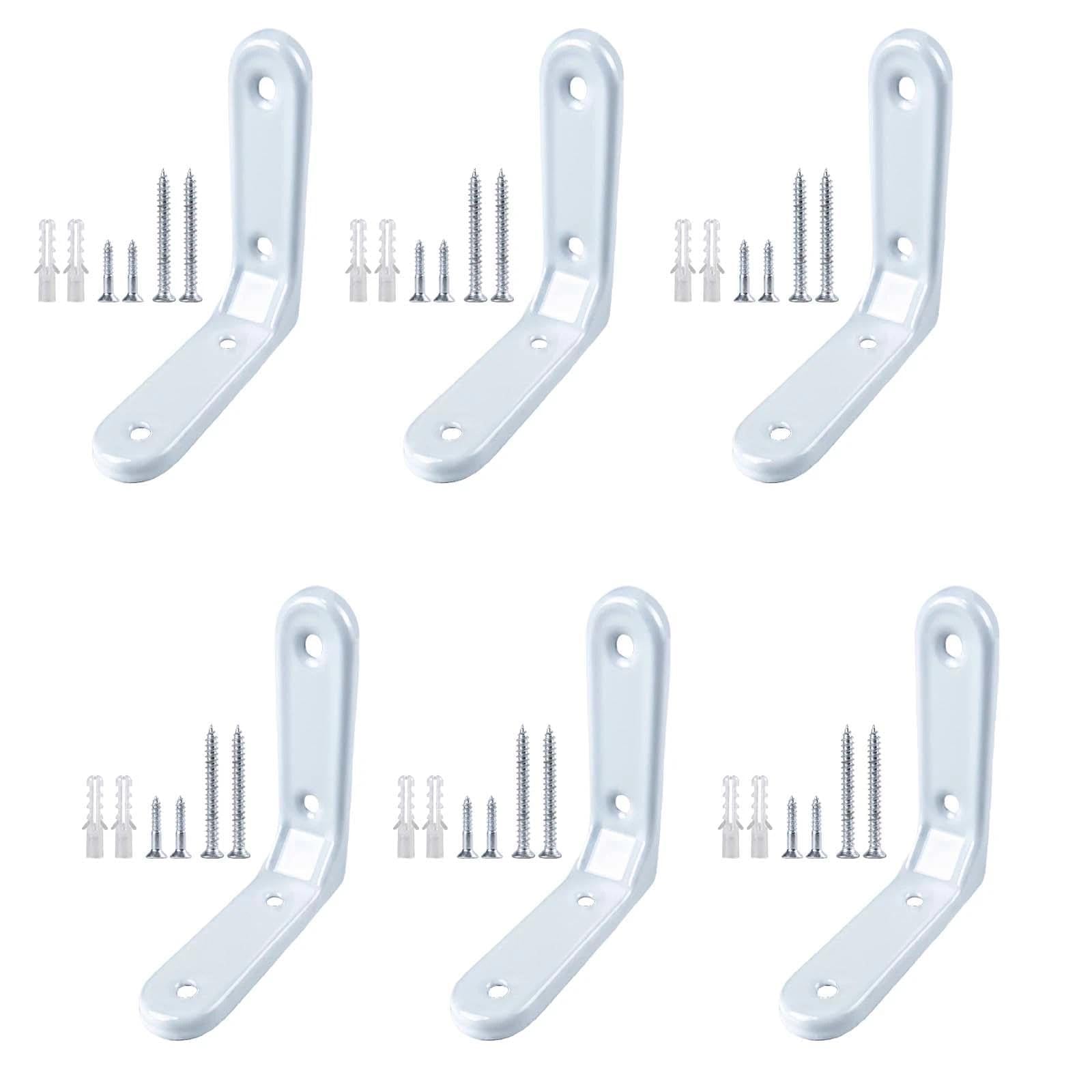 HHXUUAN 75mm White Heavy Duty L Brackets for Shelves with Screws, 6 Pcs