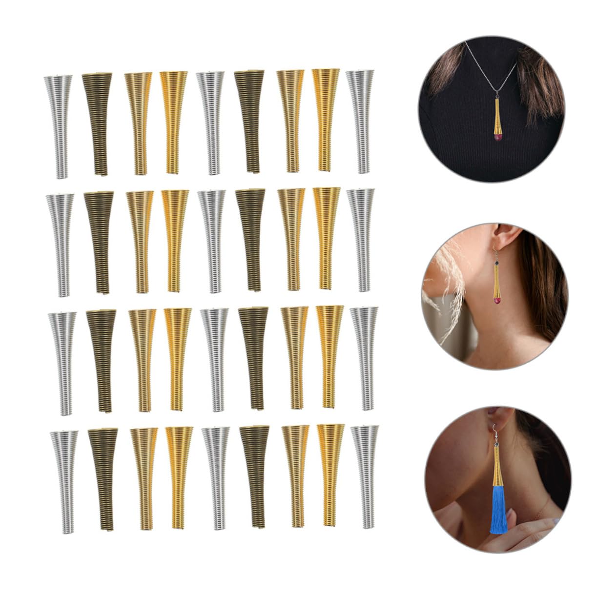 HOMSFOU 5sets Jewelry Bead Caps Metal Bead Caps for DIY Long Flower End for Jewelry Making 36pcs*5