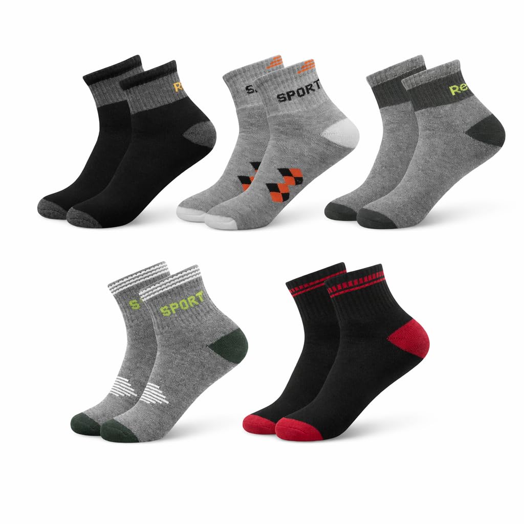 Sport Ankle Socks, Pack of 4, Premium PV Cotton, Free Size, Breathable, Reinforced Heel & Toe, Multicolour-picture-35