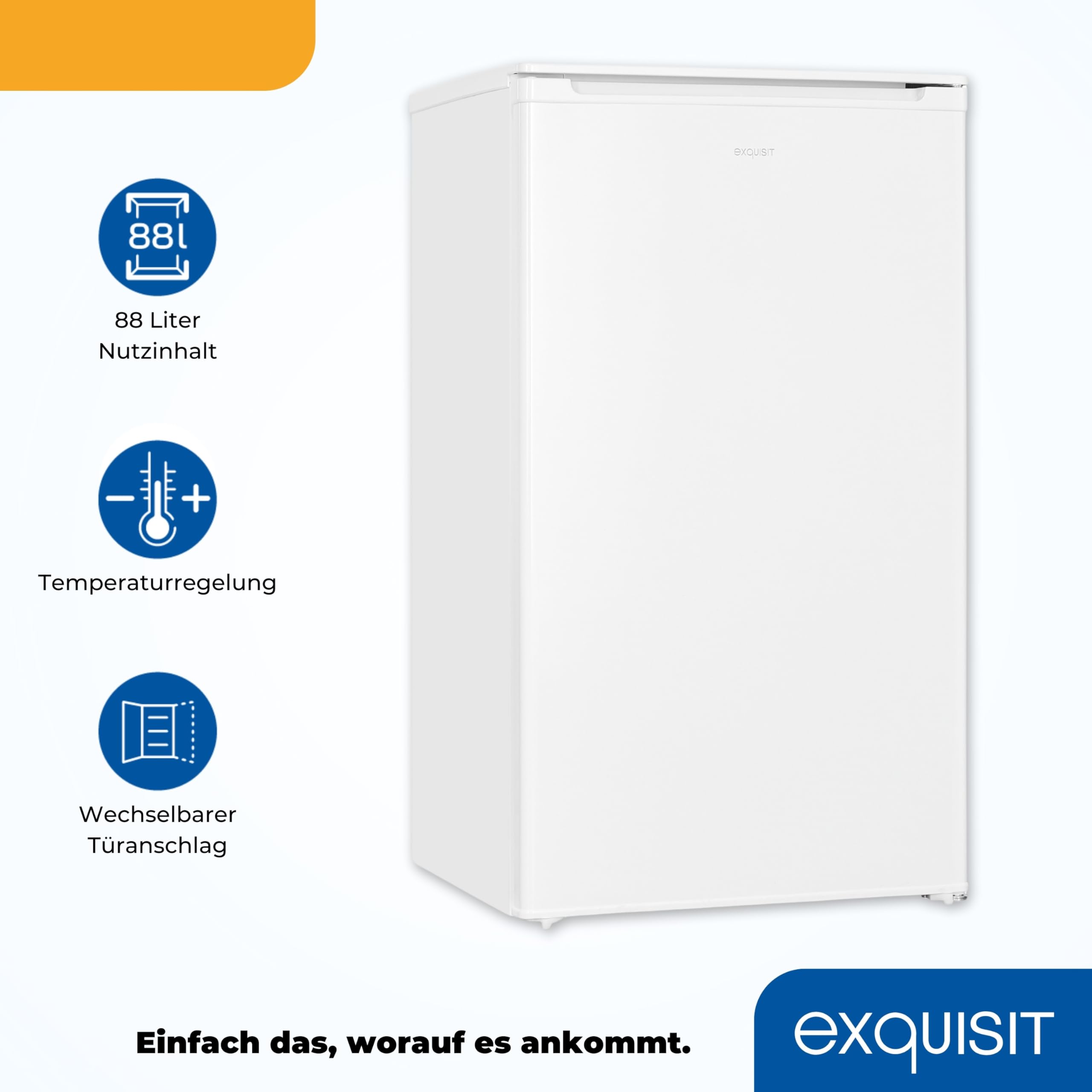 Exquisit KS116-V-042E Vollraumkühlschrank Weiss - 88 L Kühlschrank 48 cm
