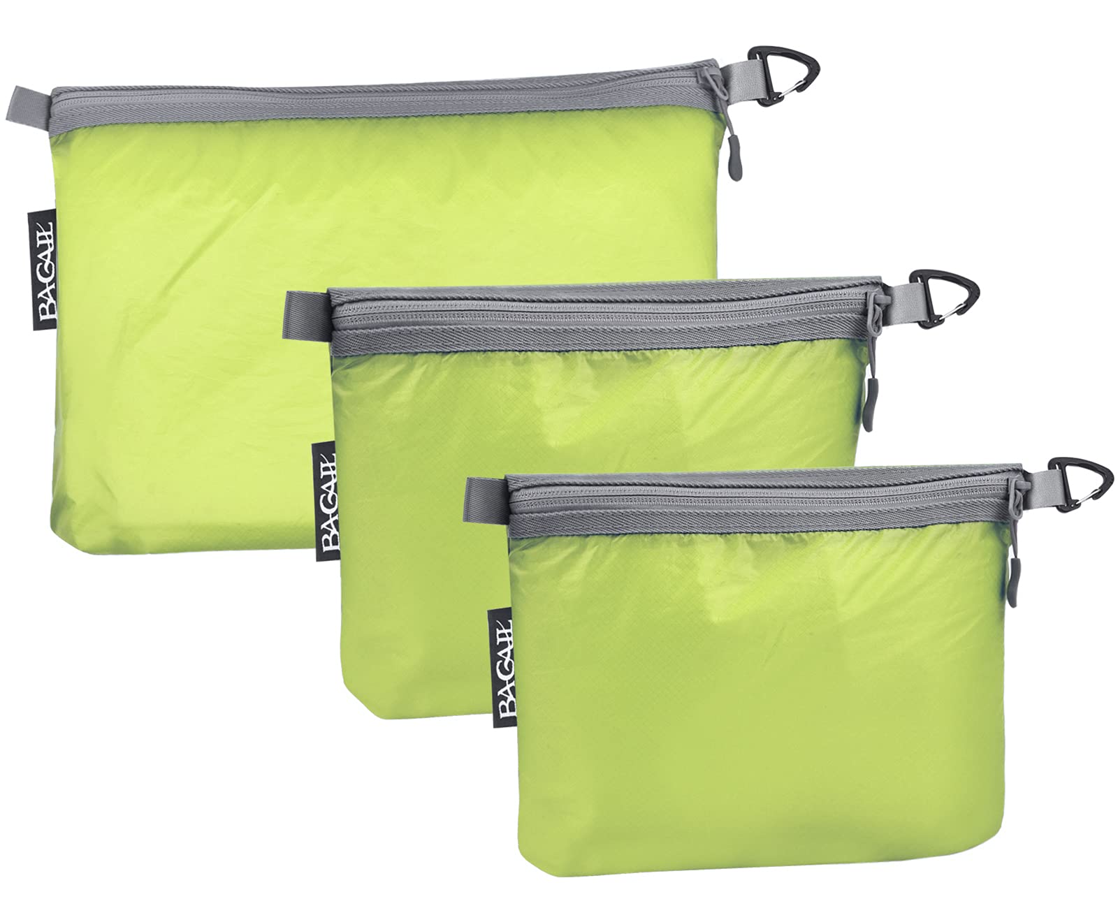 Bagail Ultra-light Water-resistant Zipper Pouch Travel Packing Bags for Toiletries, Document, Electronics, Green, Large,