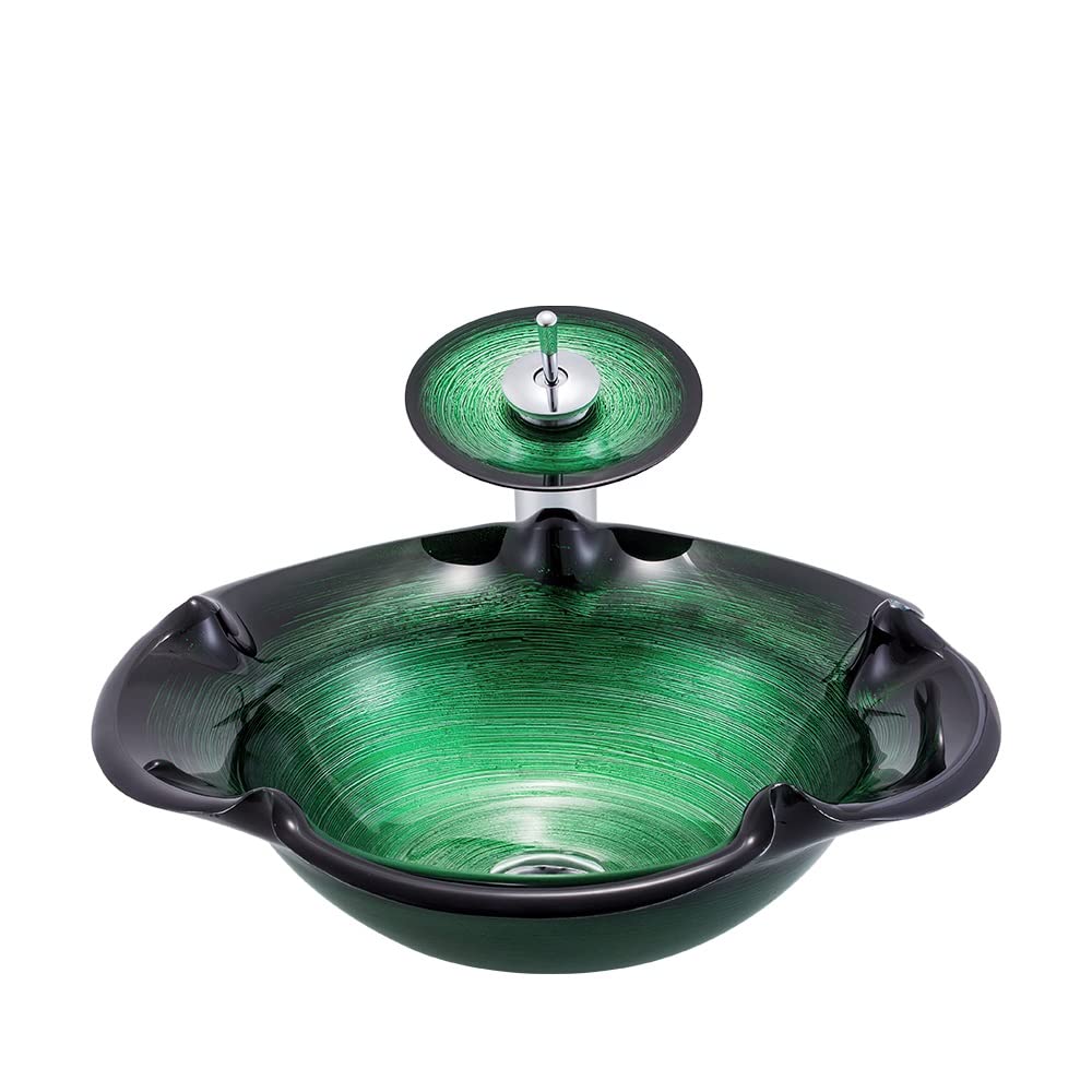 Teesong Sink Set Bathroom Sink Countertop Bathroom Vessel Sink Modern Balcony Tempered Glass Countertop Art Glassware Counter Basin