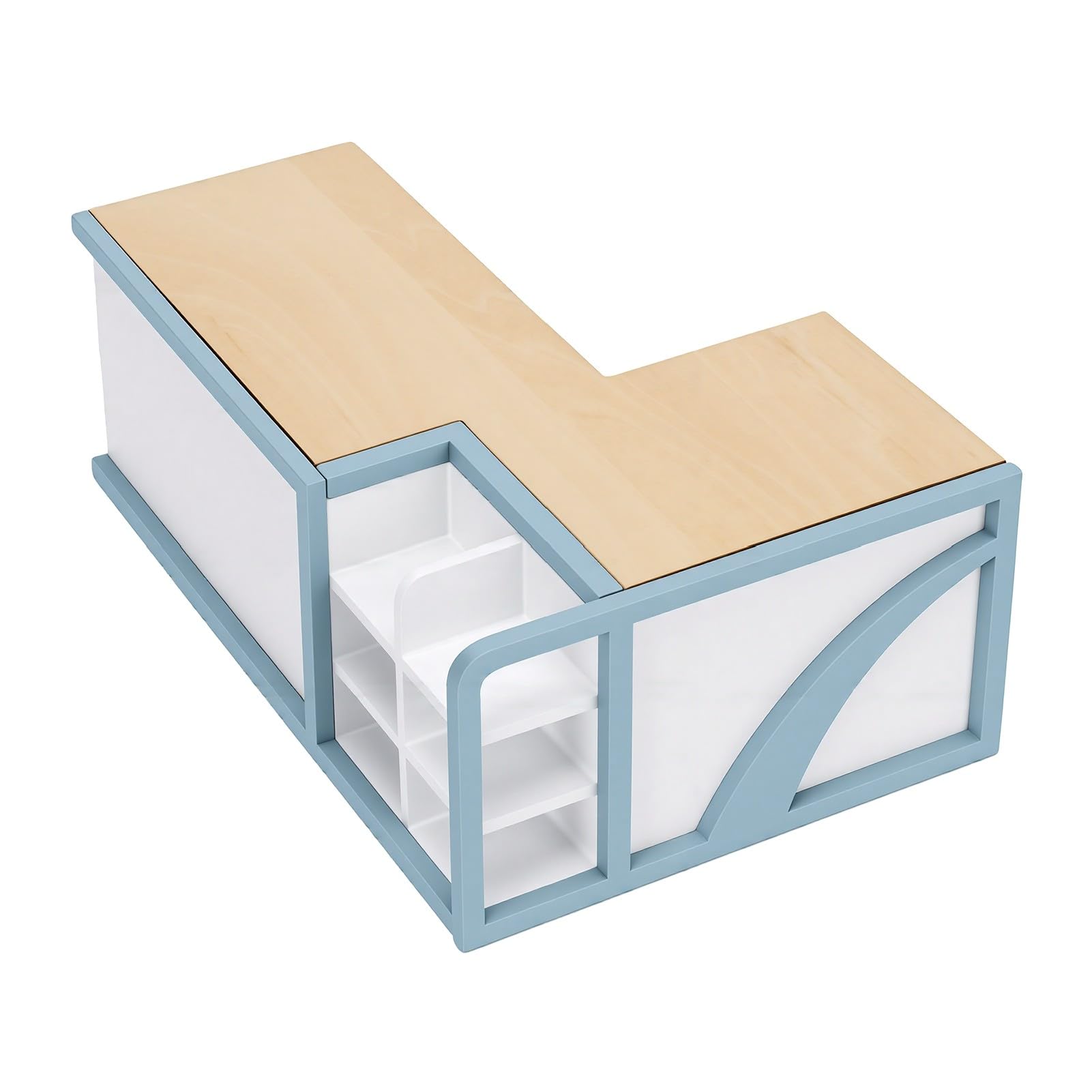 Wakects 1:12 Escala Miniature Supermercado Mostrador, Forma L Azul Pastel