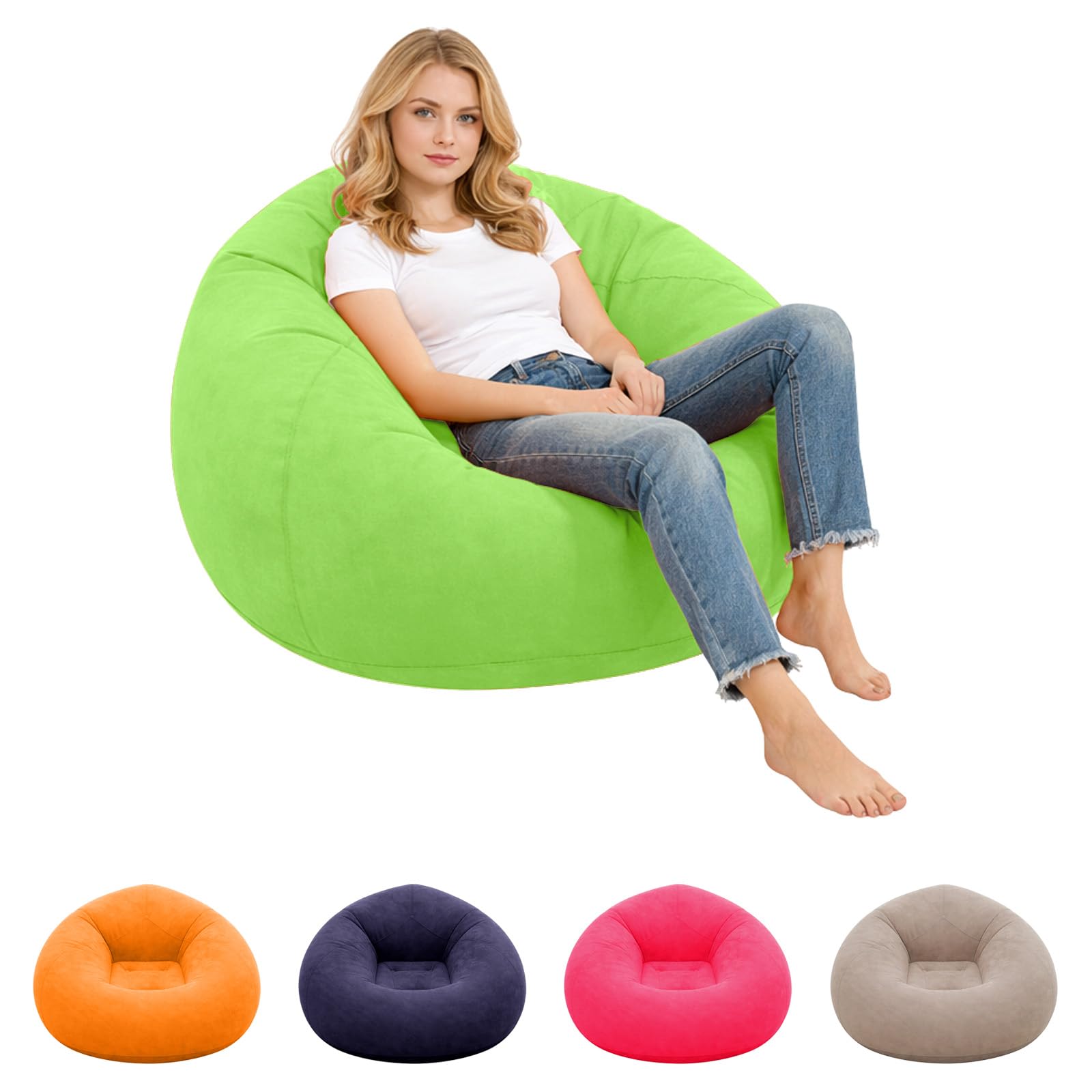 Aufblasbarer Sitzsack - 103x60cm Aufblasbares Sofa, Aufblasbarer Outdoor|Indoor-Sessel, Wohnzimmer Liegestuhl Schlafzimmer Sitzsack Superweich Bean Bag Lounge Sitzhocker Relax-Sessel, Grün