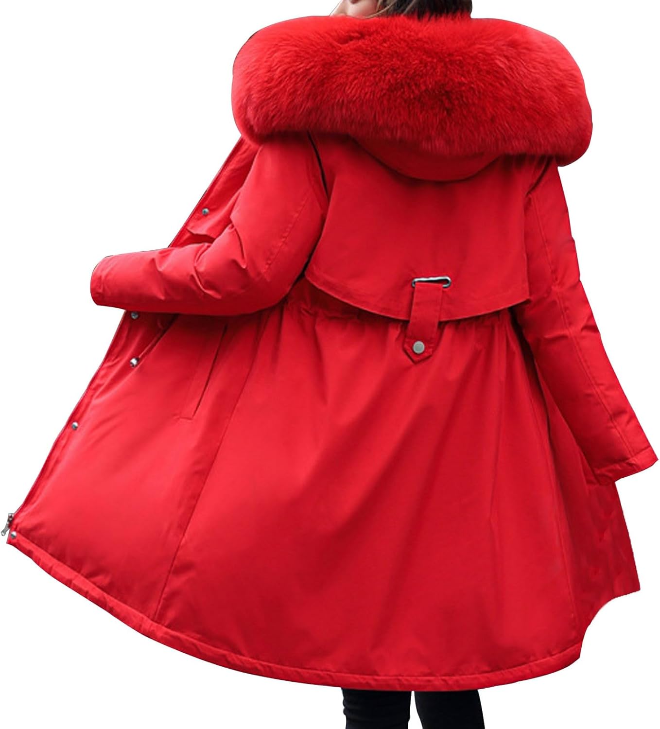 Women's Winter Thicken Coat Warm Puffer Jacket Padded Quilted Jacket With Faux Fur Hood Parka Outerwear Long Down Coats