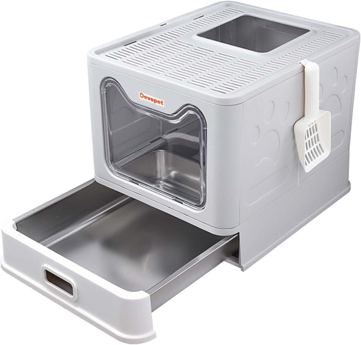 Cat Litter Box Stainless Steel Litter Box Enclosed Litter Box with Lid Top Entry Foldable Litter Box Covered Metal Kitty Litter Box Large Litter Box with Cover Enclosed Stainless Steel Litter Box