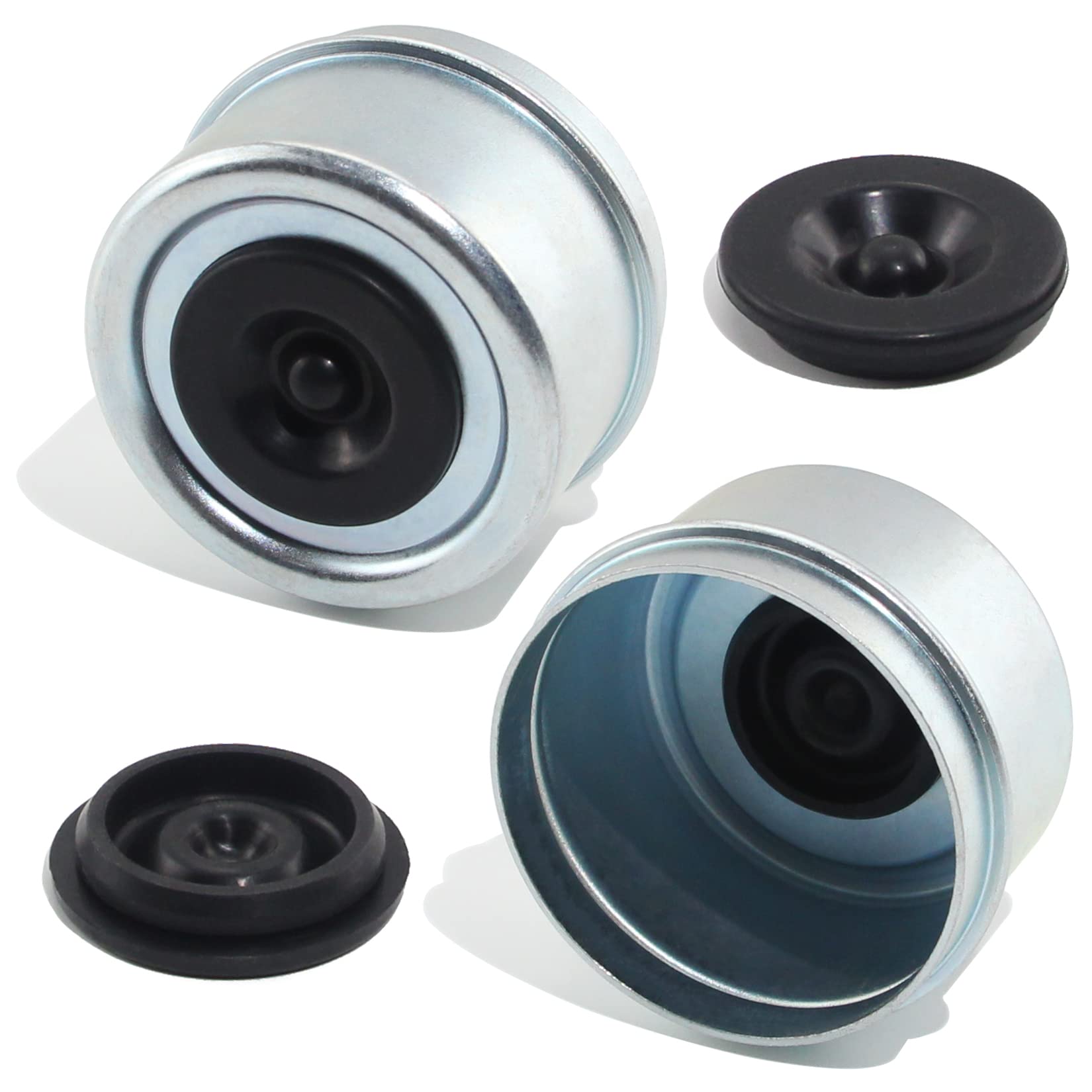 GREPSPUD2pcs 2.44'' Trailer Hub Bearing Dust Caps, Trailer Axle Grease Dust Cap Cup Wheel Center Cover Caps & 2pcs Extra Rubber Plugs for 5200 to 6000 lb Boat Trailer Dexter EZ Lube Trailer Camper RV