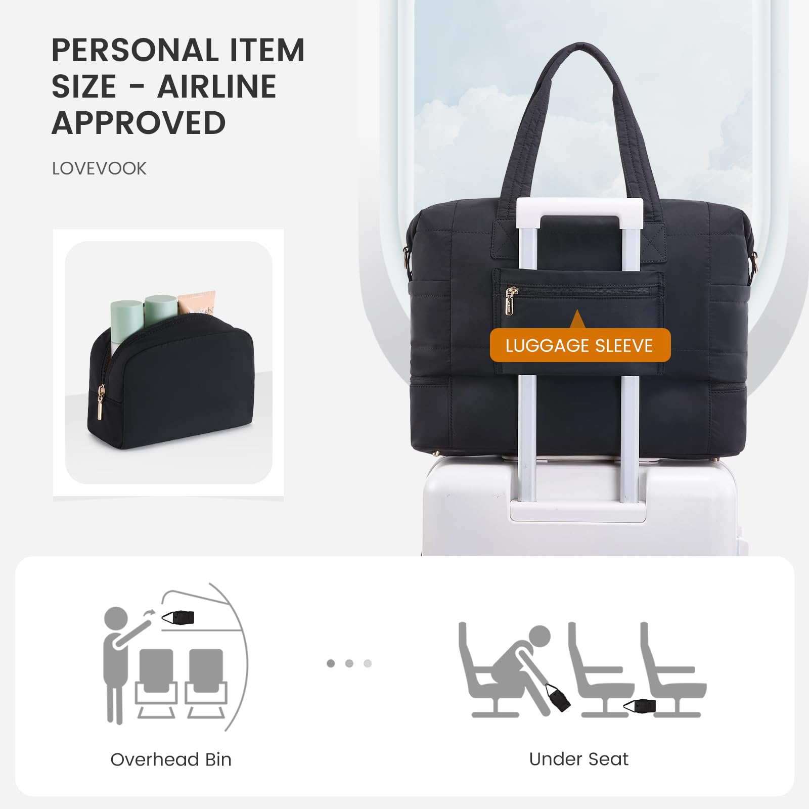 LOVEVOOK Reisetasche, Schwarz, Extra Large