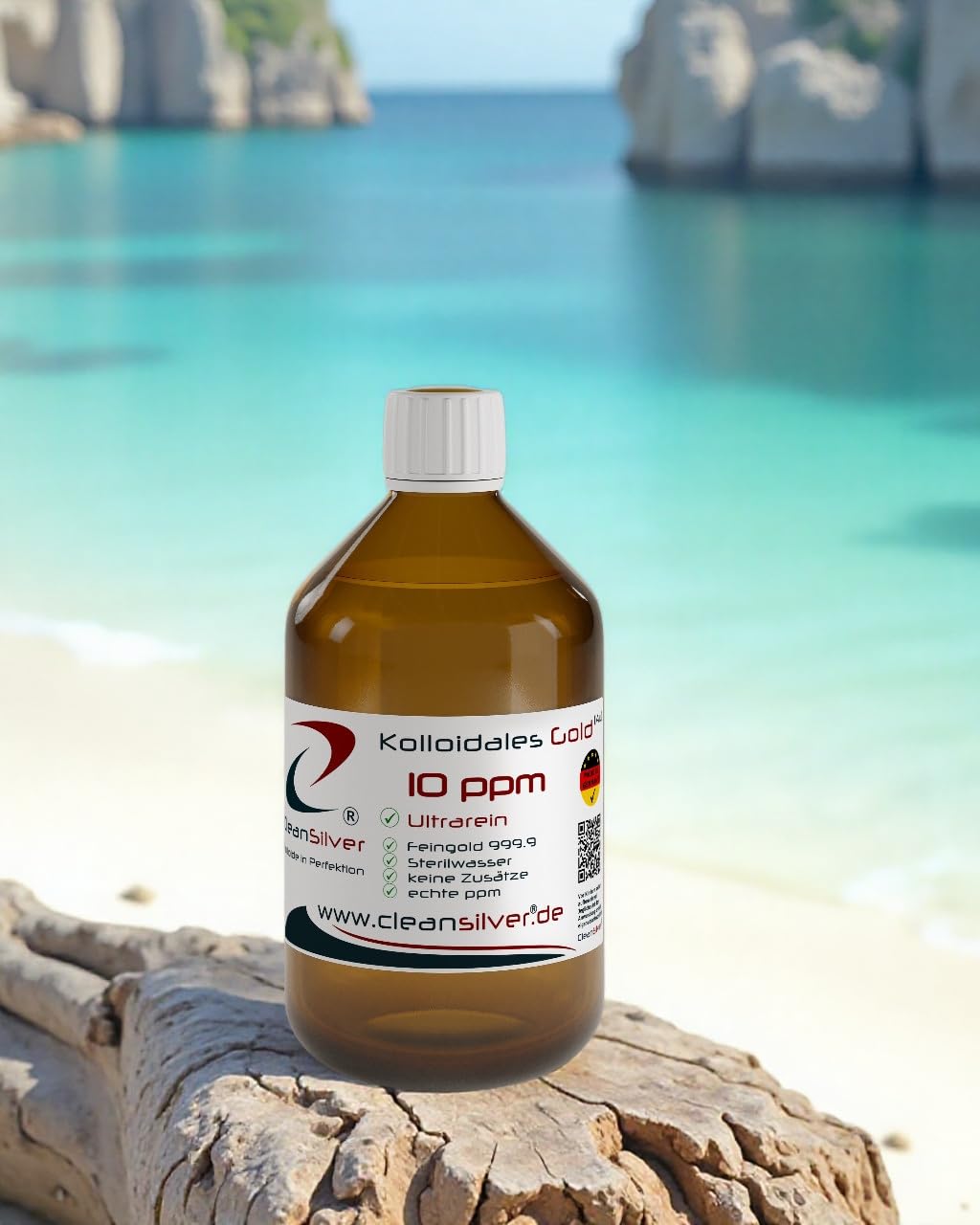 CleanSilver - Kolloidales Gold 10 ppm - 500ml - Ultrarein: Sterilwasser und Feingold 99,99% - Made in Germany - stets frisch, keine Lagerware!