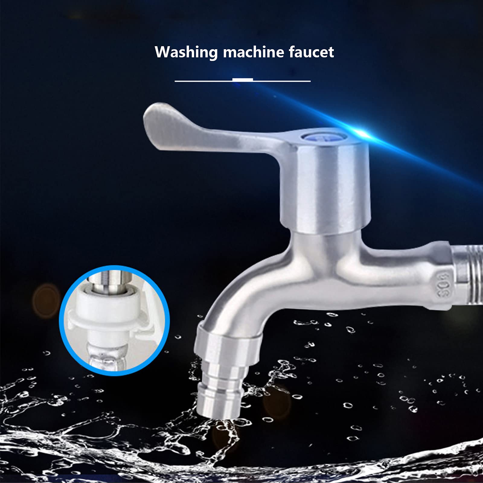 Grifo de Agua, Grifo de Agua para Fregadero, Grifo para Lavadora, Grifo de Agua de Acero Inoxidable con un Solo Pico y manija,B