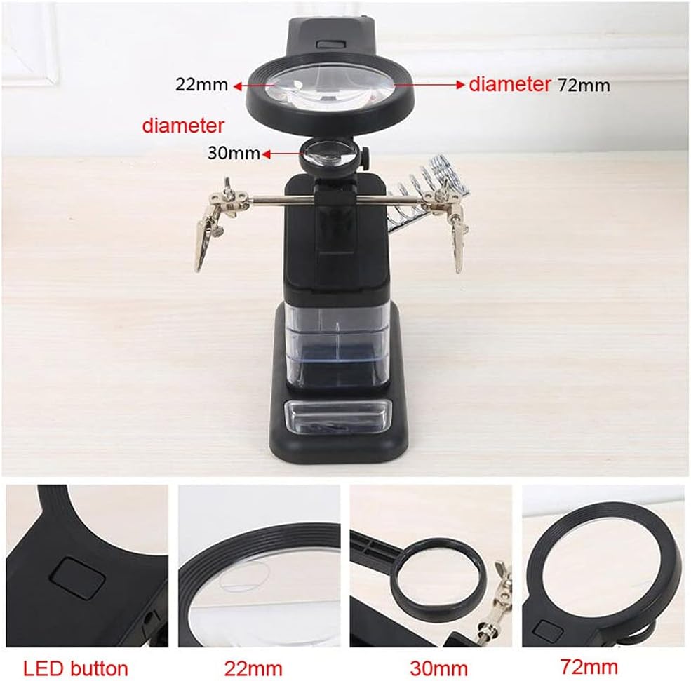 Black Welding Magnifying Glass LED Light 3X 4.5X Lens Auxiliary Clip Loupe Magnifier Third Hand Soldering Stand Repair Tool