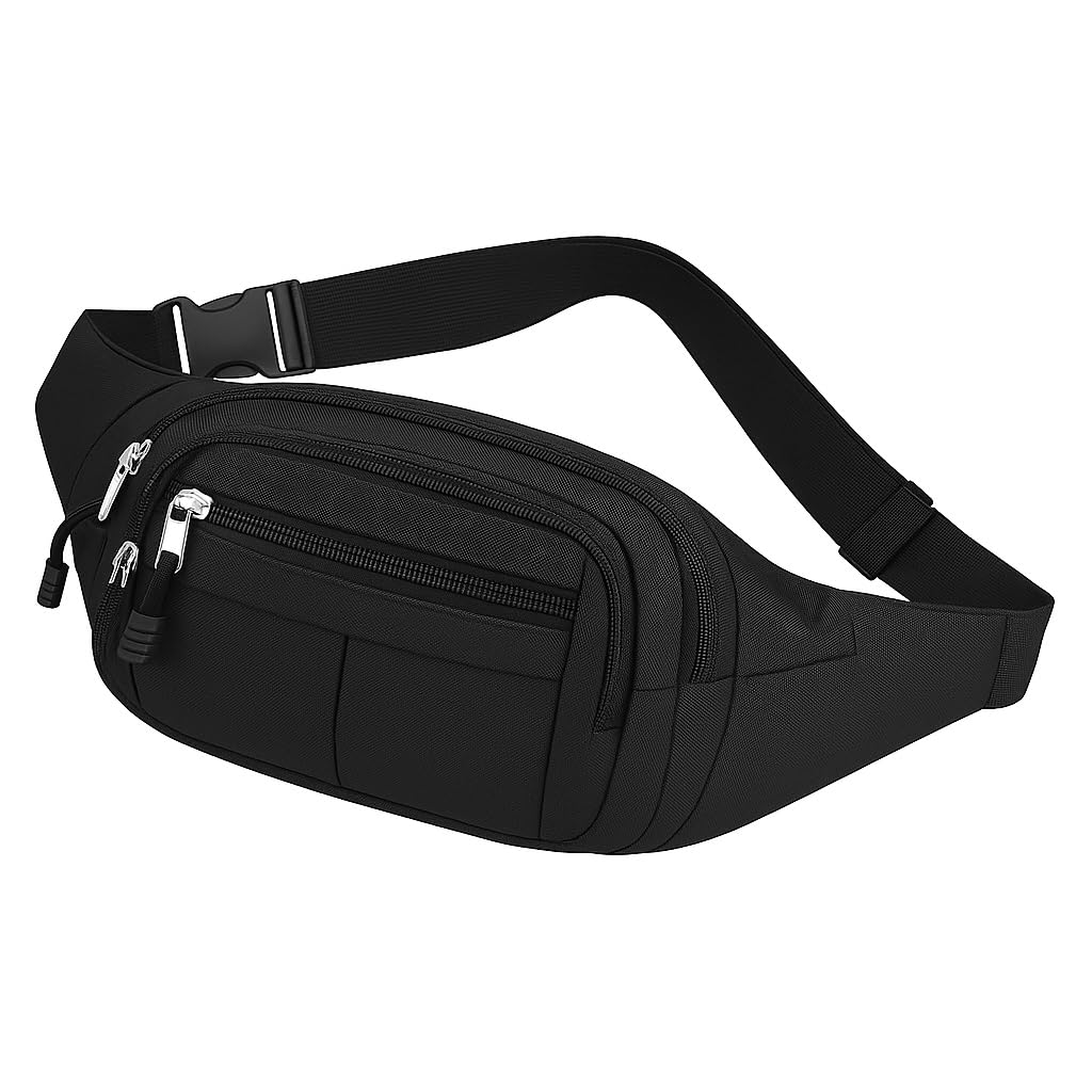 Zerrish Premium Black Waist Bag for Men | Multi-Pocket Fanny Pack with Adjustable Strap | Travel Belt Bag for Outdoor, Gym, Running & Daily Use | Stylish Unisex Crossbody Wasit Bag-image-21