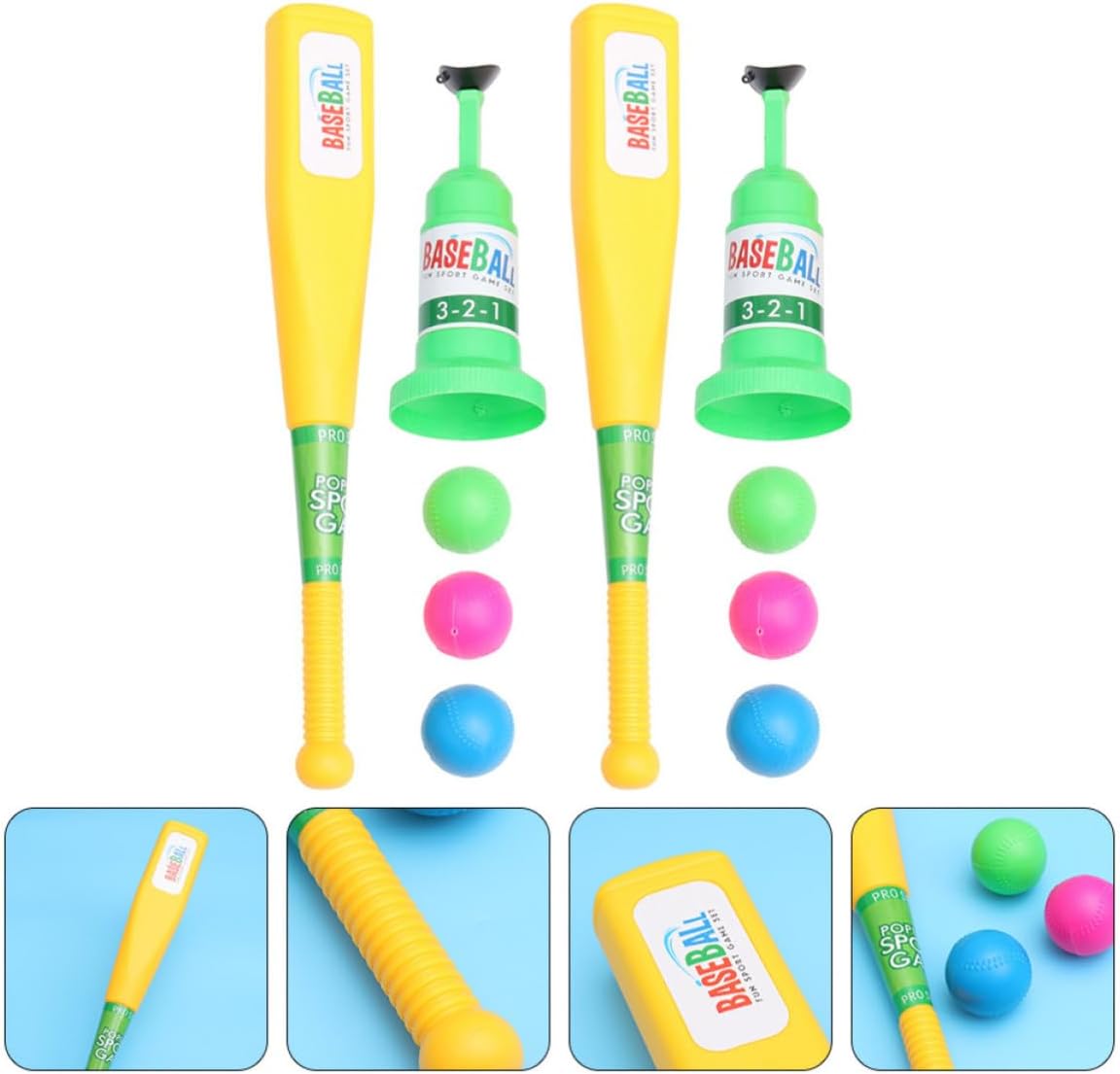 Lightweight Abs Baseball Set with 2 Baseball Bats and 2 Pitching Machines, Designed to Train Hand-Eye Coordination for Sports and Training Outdoors Random Color