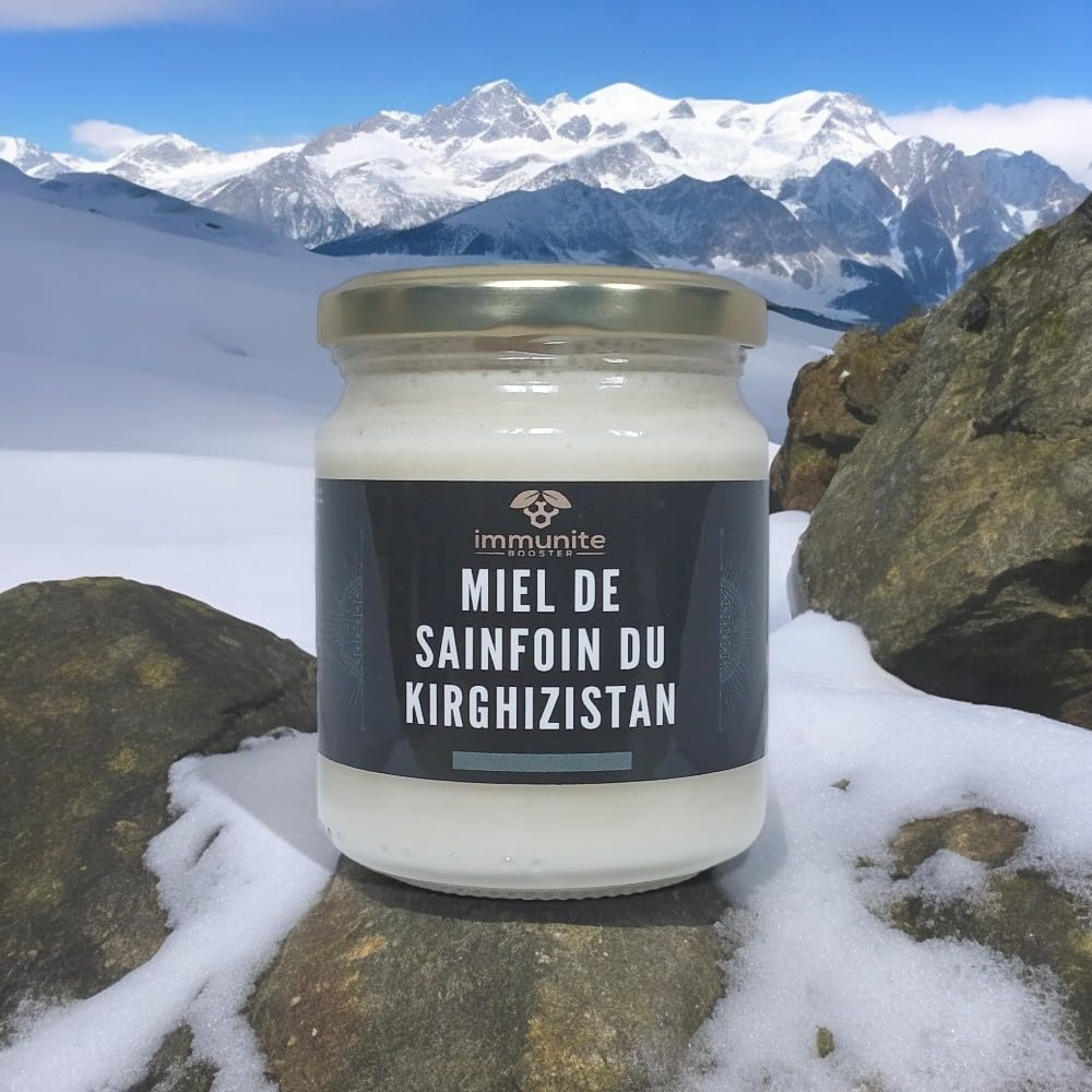 Miel blanc de sainfoin du Kirghizistan - Poids net 250g - Pur - 100% naturel -miel rare parmi les meilleurs au monde - vertues immenses et nombreuses - immunite BOOSTER