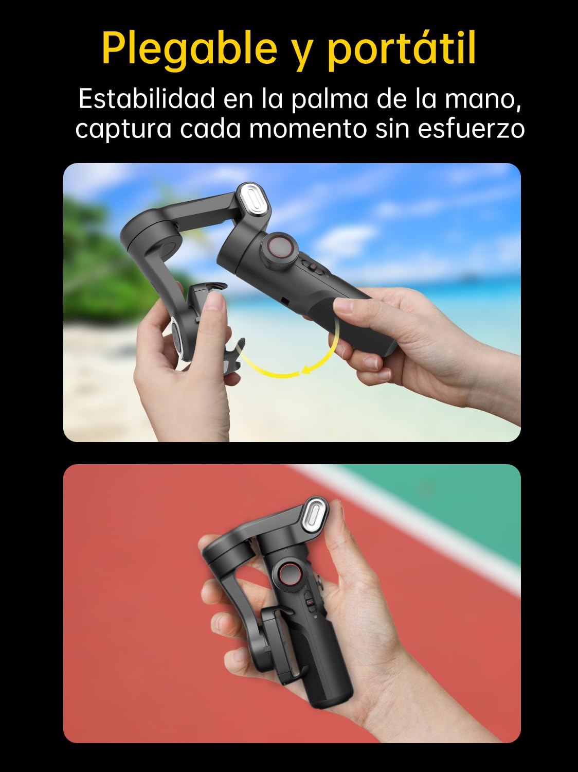 AOCHUAN Estabilizador de cardán de 3 Ejes para Smartphone con luz de Relleno magnético RGB, Rueda de Enfoque de Seguimiento Facial Mejorada, cardán Plegable para iPhone y Android, estabilizador de