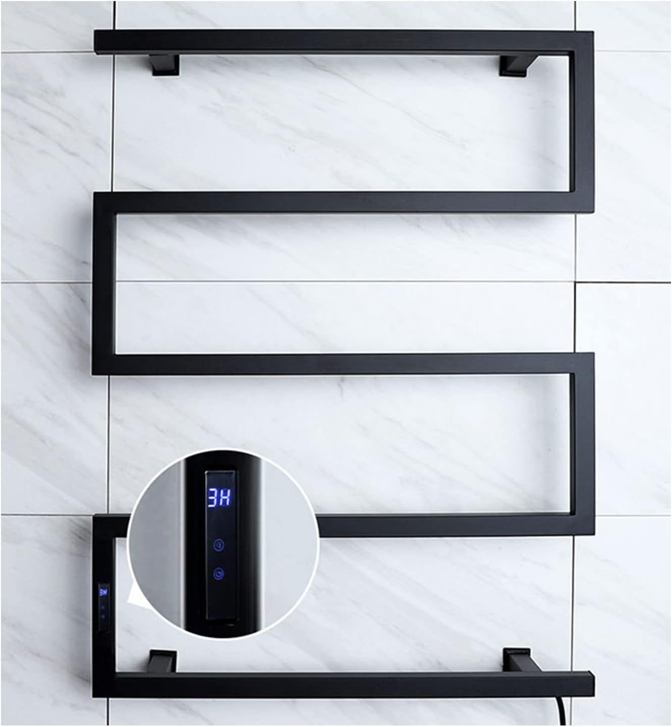 5 Layer Wall Mounted Electric Towel Warme,with Timer Stainless Steel Heated Towel Rack 90w Intelligent Electric Heated Towels Dryer for Home and Hotel600mm*800mm*120mm,Black