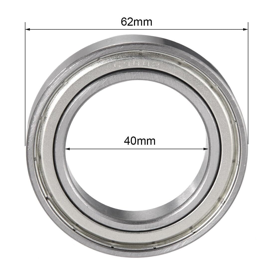 Roulement à billes gorge profonde 6908Z, bouclier unique, 40mm x 62mm 12mm, acier chromé