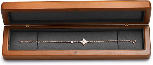 Oirlv Vintage Long Walnut Wood Jewellery Box Birthday Engagement Valentine's Day Gift Box (Dark Grey)