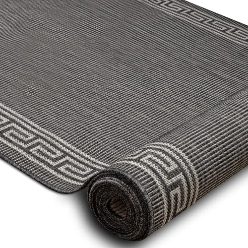 Alfombra sisal Sion 20446 antitropezones con marco de madera gris estable 4
