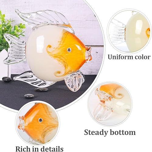 Miniatura 3 de QIANLING Figuras de peces de cristal, decoración costera del hogar, centros de mesa modernos del océano para sala de estar, comedor, baño, oficina,