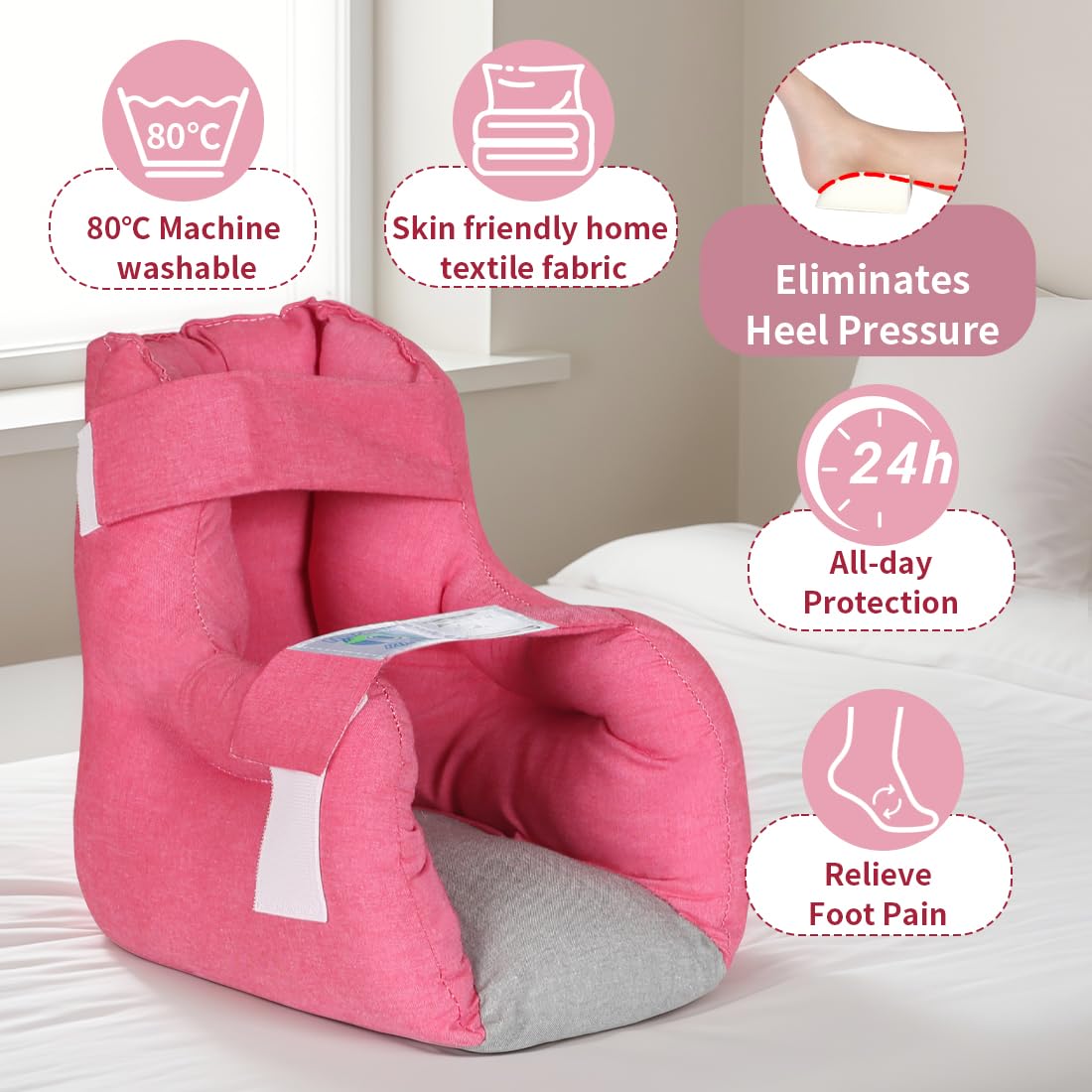 EZ Assistive Protectores de talón, cojín para úlceras por presión, almohadas de pie para pacientes postrados en cama, protector de talón para dolor de talón, Rojo, 1 Count (pack of 1)