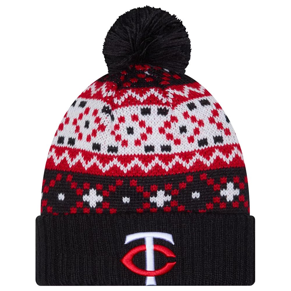 New Era Youth Minnesota Twins Pom Cuffed Knit Beanie Hat Blue
