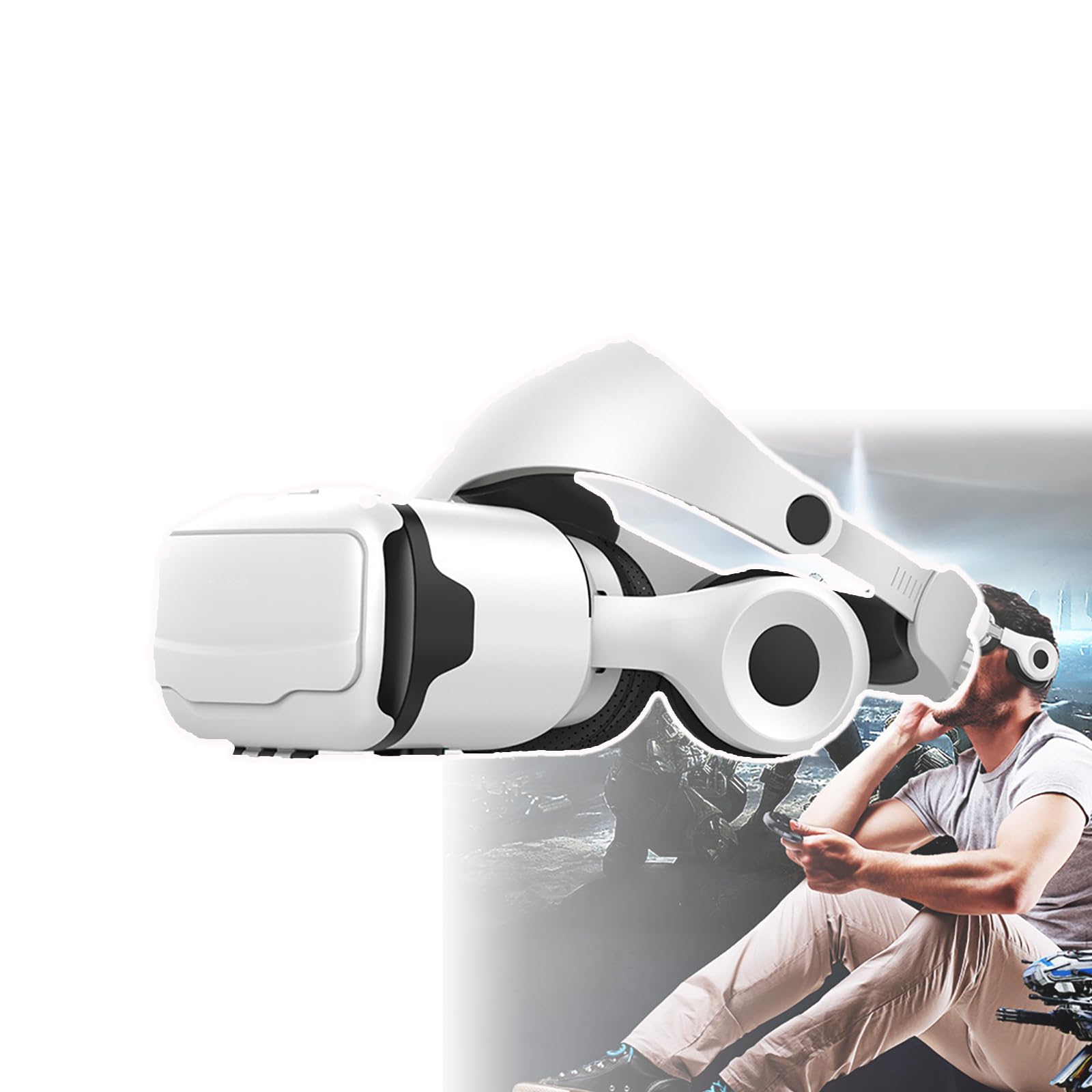 Okulary VR (regulowana Odległość Między Źrenicami) + Nadające Się Do Noszenia Okulary Dla Krótkowzroczności, Kompatybilny Telefon 4,7–6 Cali, Szeroki Kąt Widzenia (FOV110°),White