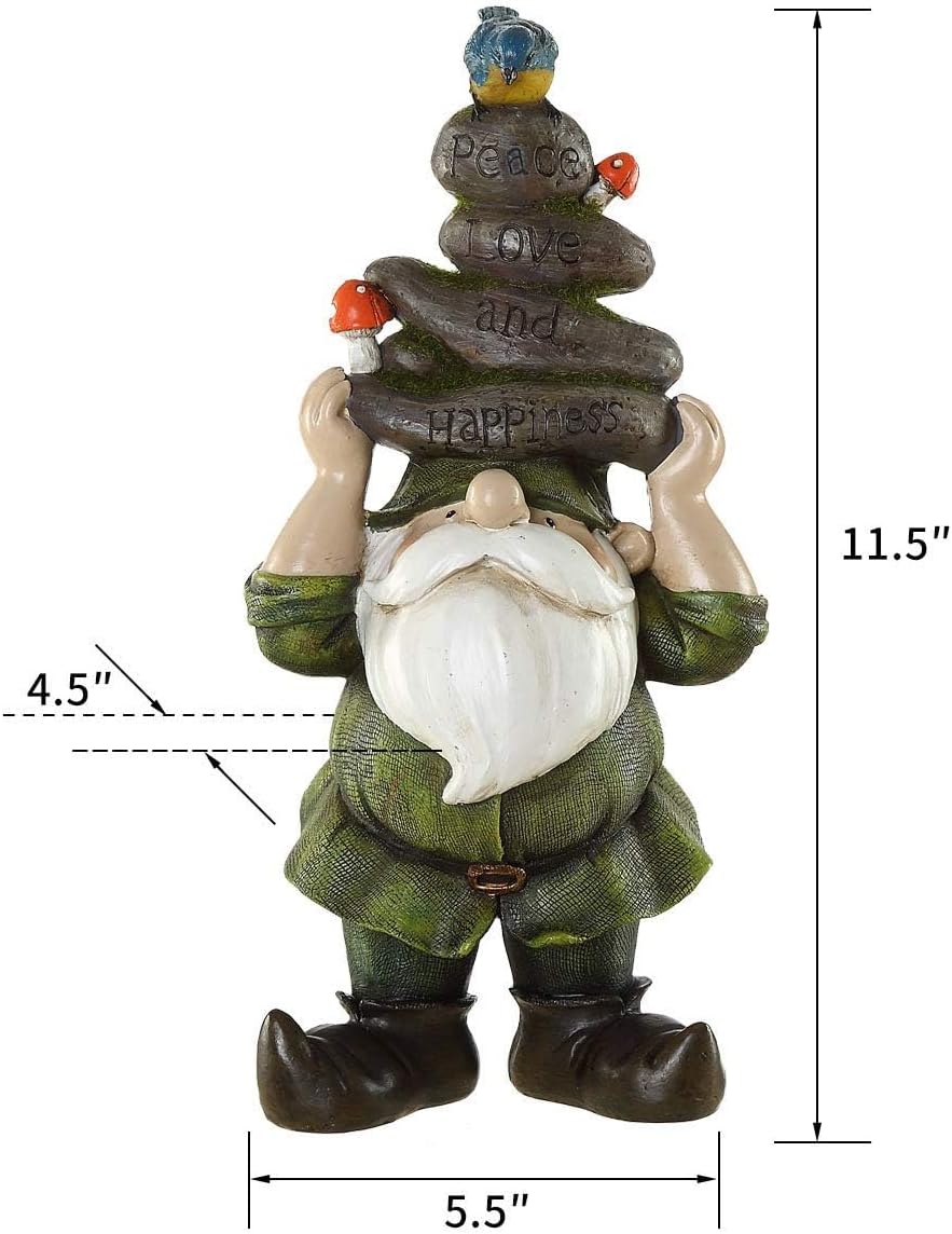 Ivy Home Garden Gnome Statue Outdoor Decorative Gnome Statue,Gnome Held Stones with His Head