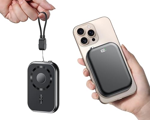 Miniatura 9 de Banco de energía magnético de 10,000 mAh, cargador portátil inalámbrico con cable USB-C, batería de carga rápida USB C de entrada y salida,