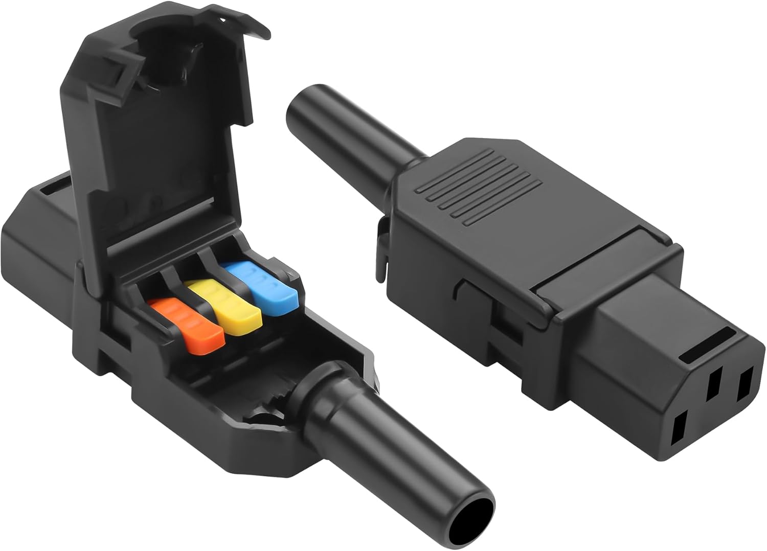 2-Pcs IEC C14 3-Pin Quick-Connect Power Socket Adapter,10A 250V C14 Power Plug Adapter,Detachable C14 AC Power Plug Connector,Compatible with Computers,Servers,Printers.Etc (M)