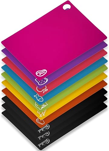 Miniatura 7 de 5 tablas de cortar flexibles, tablas de cortar de plástico sin BPA para cocina, alfombrilla de corte antideslizante para carne y verduras