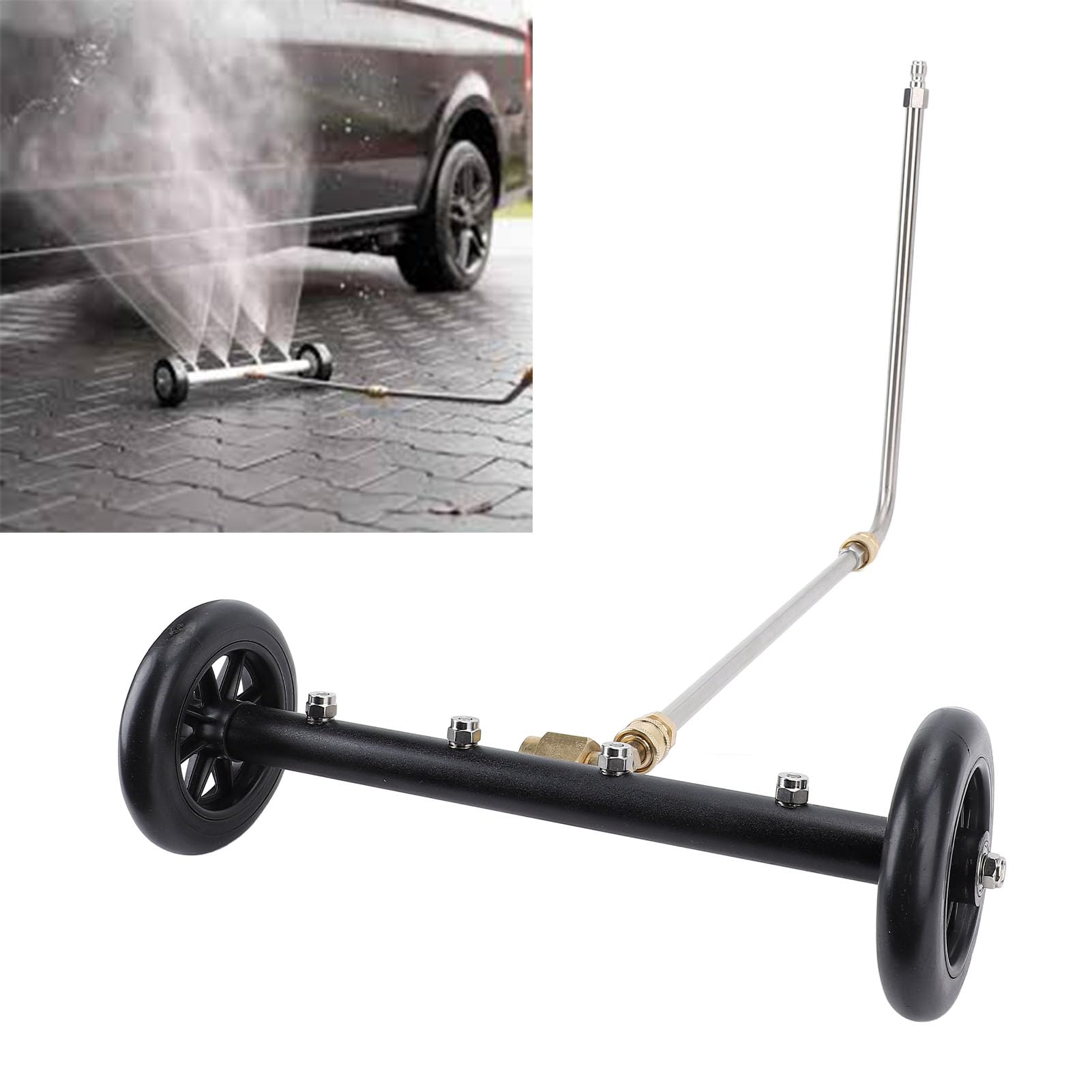 Limpiador de Chasis de Lavadora a Presión con 3 Varillas de Extensión de 4000 PSI, Accesorio de Escoba para Lavado Debajo de Autos, para Camiones, SUV, Sirve como Limpiador en Lavadora a