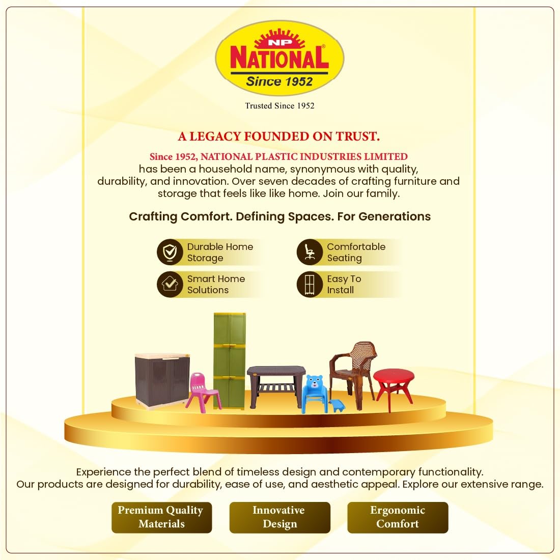 National Plastic Since 1952 Agra Plastic Chair with Armrests for Indoor & Outdoor Use | Ergonomic, Sturdy & Weather-Resistant Chairs Mangowood Colour (Set of 6) 1