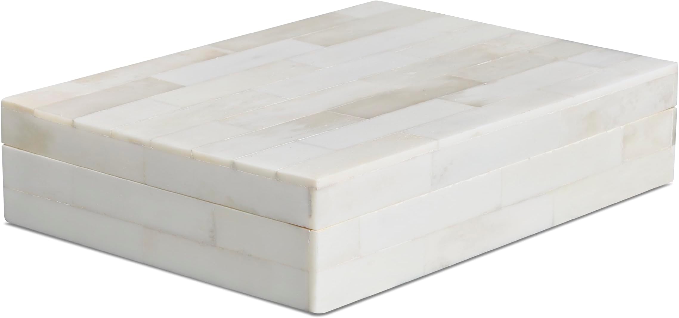 Handicrafts Home Small Decorative Box with Lid – 6x8x1.5” Trinket, Remote Control & Keepsake Memory Box, Decorative Accent for Coffee Table, Shelf, Mantle & Boho Home Decor- Classic Plain- White