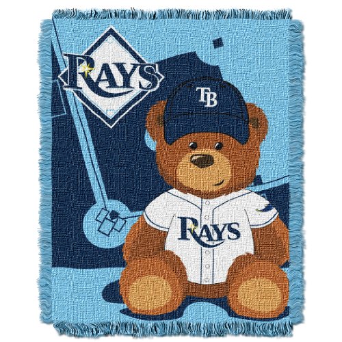 Image of Officially Licensed MLB Field Bear Baby Woven Jacquard Throw Blanket, Soft & Cozy, Washable, Throws & Bedding, 36" x 46"