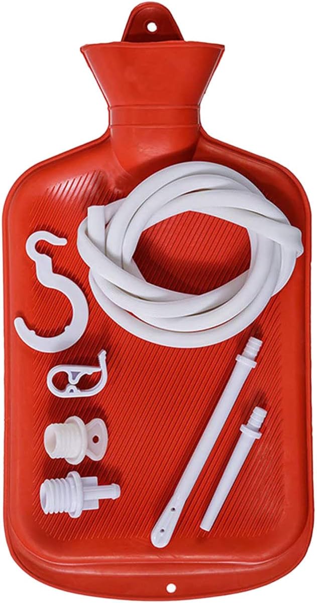 Reusable Heating Pads Women Men Winter Warm Kit with Rubber Hot Water Bottle Douche Bag Tubing Chargeable Hand Warmers, Red (Red)