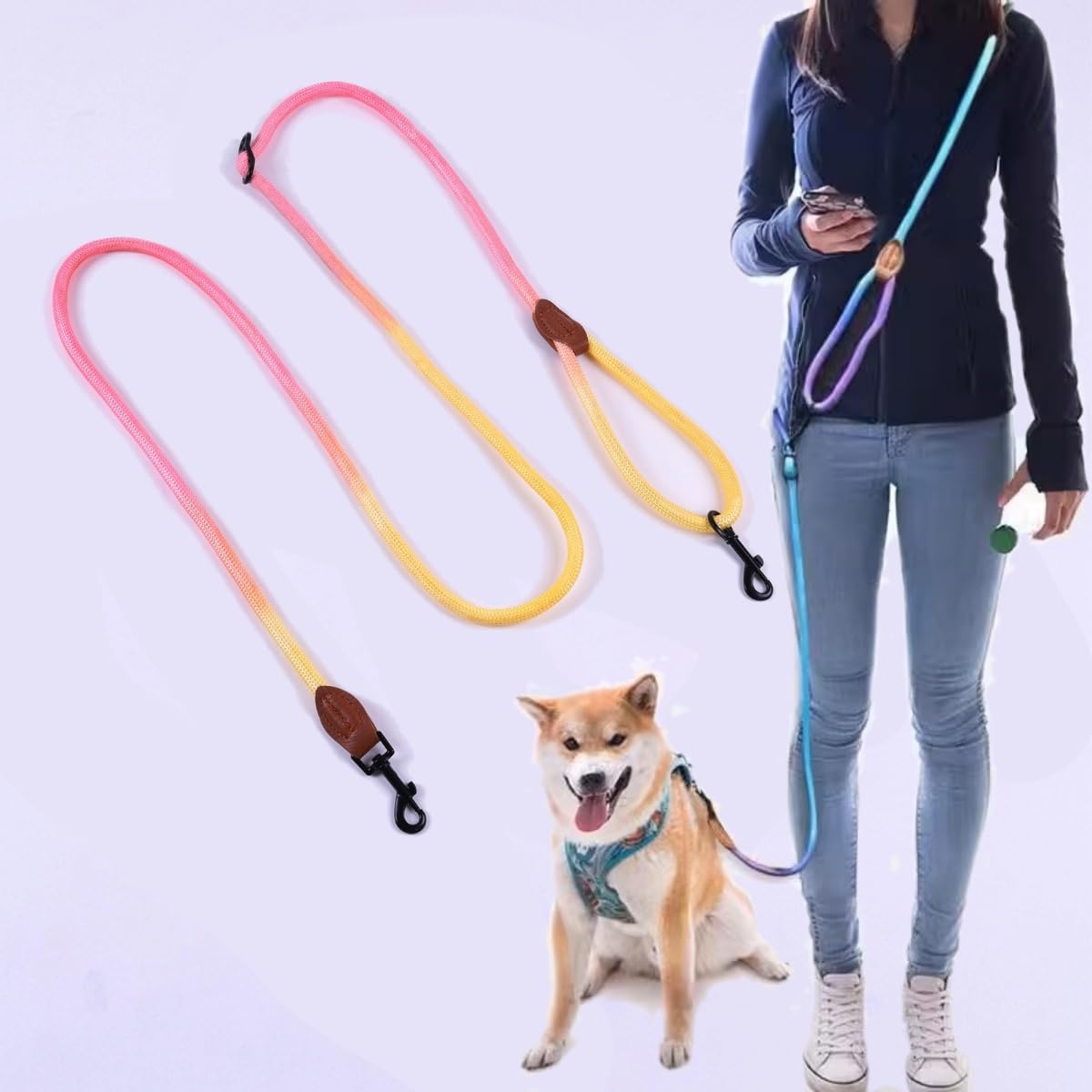 Amazon | 犬 リード ショルダーリード 2.4m ロープ 小型、中型、大型犬