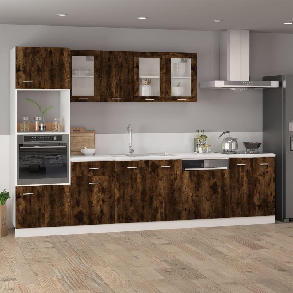 Armoire de cuisine suspendue Lyon en verre chêne fumé 40 x 31 x 60