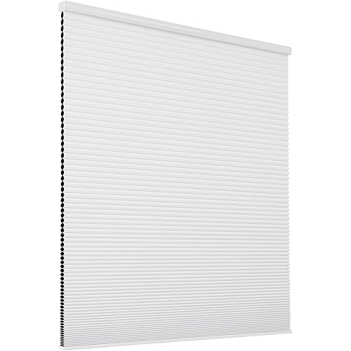 Joydeco Blackout Blinds Cordless, 45 Inch Wide Cellular Shades, Free-Stop Honeycomb Window Blinds, Cordless Blackout Shades for Bedroom, Living Room, Office (White, 45" W x 64" H)