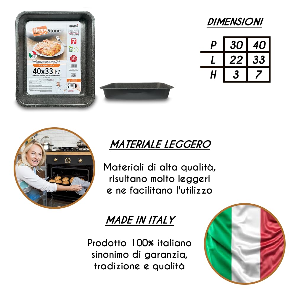 ARCA, Set 2 Teglie Rettangolari per Forno, Misure 30x22x3 cm e 40x33x7 cm, Antiaderenti, Bordate e Adatte alla Lavastoviglie, in Alluminio, Made in Italy (Misure Interne)