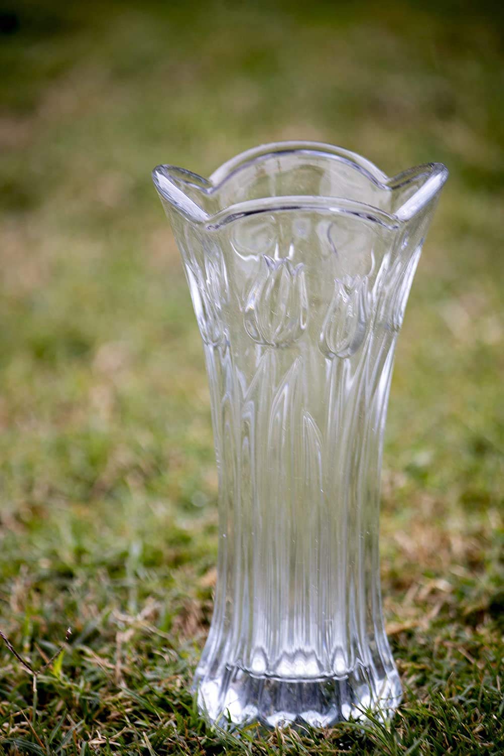 Mahi Enterprise? Glass Flower Design Flower Pot (Medium, Clear) 1