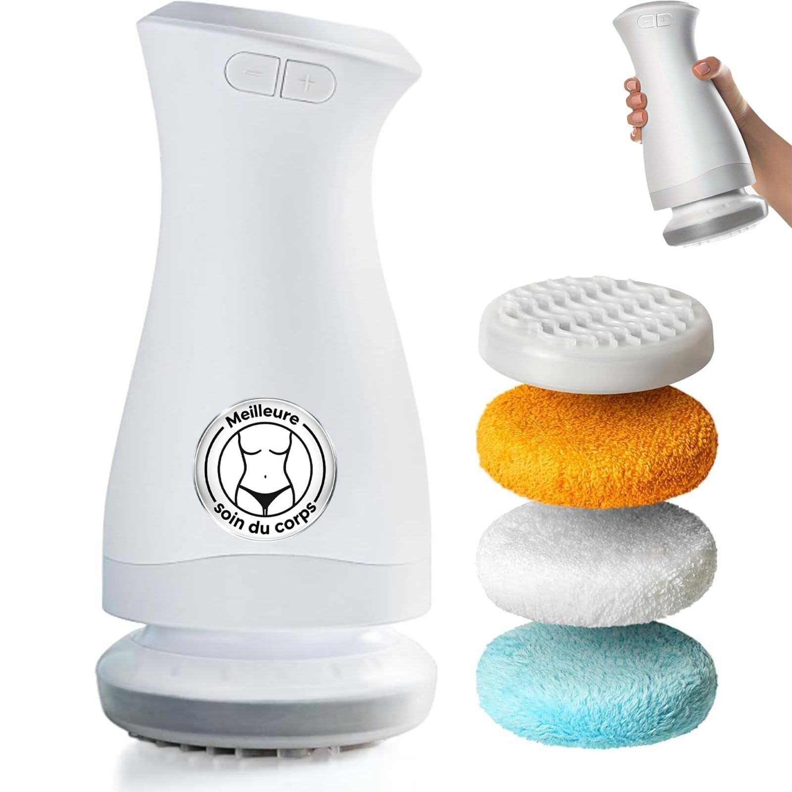 Vibrapro Anti Cellulite, 2026 Nouveau Vibrapro Masseur Anti Cellulite Electrique Avec 3 Coussinets Lavables doux Pour la Peau pour L'Abdomen, la Taille, les Fesses, les Bras et Plus Encore (Blanc)