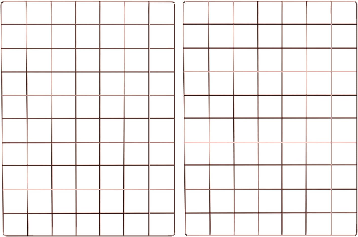 Wire Grid Wall Panel for Photo Display, 2 Pack Metal Wire Memo Board, Decorative Grid Frame Wall for Hanging Pictures, Notes, Postcards, Small Ornaments (2, Rose Gold)