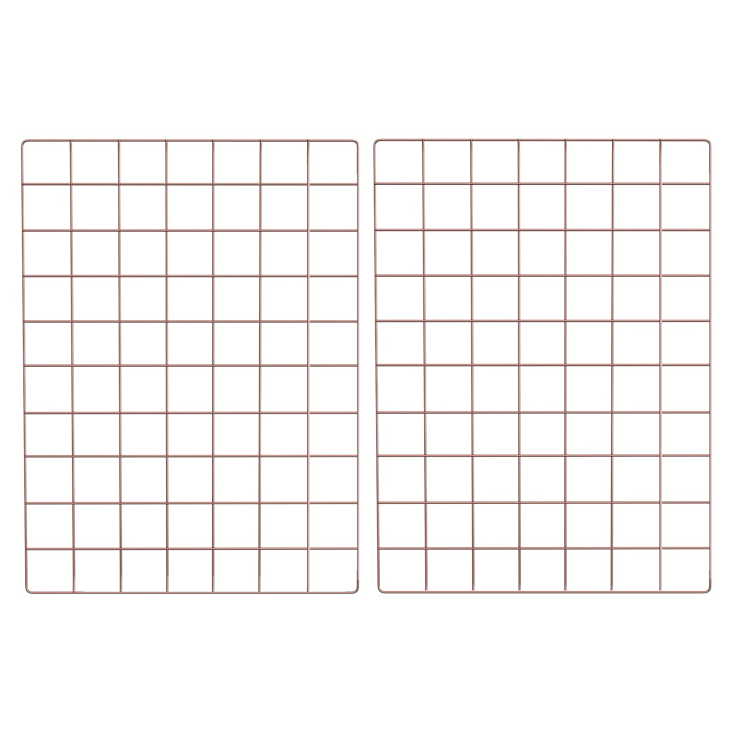 Wire Grid Wall Panel for Photo Display, 2 Pack Metal Wire Memo Board, Decorative Grid Frame Wall for Hanging Pictures, Notes, Postcards, Small Ornaments (2, Rose Gold)