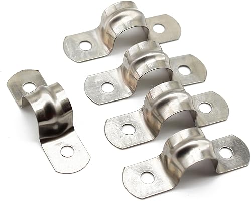 Miniatura 5 de 50 PCS M14 0.55 pulgadas dos agujeros U tubo abrazadera de correa, abrazadera de tubo de acero inoxidable U abrazadera de tubo