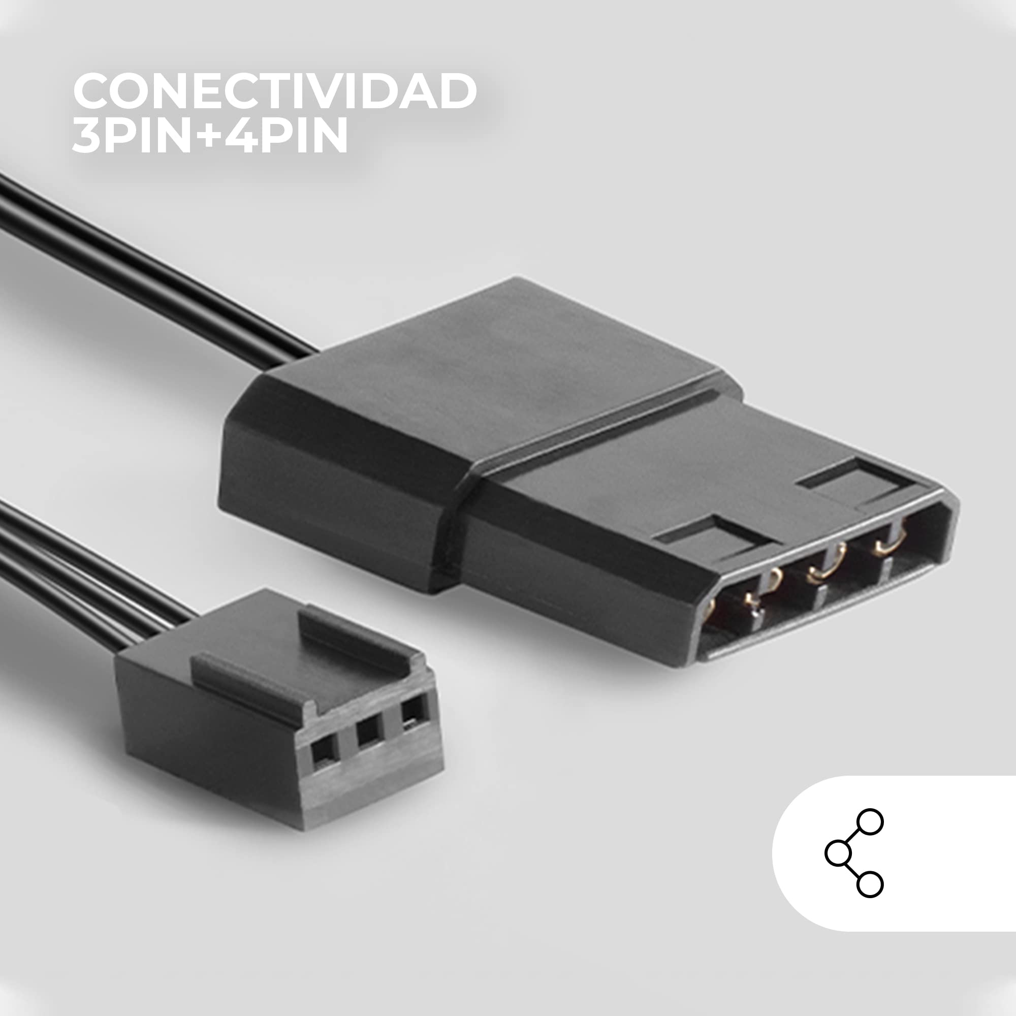 Mars Gaming MF-PROX2, Kit 2x Ventiladores 120mm, Sistema Anti-vibraciones, Ultra-silenciosos, Doble Conexión 3PIN + 4PIN, Negro